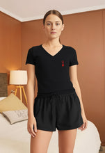 Load image into Gallery viewer, &#39;Queen of Hearts&#39; black modal/cotton PJ set
